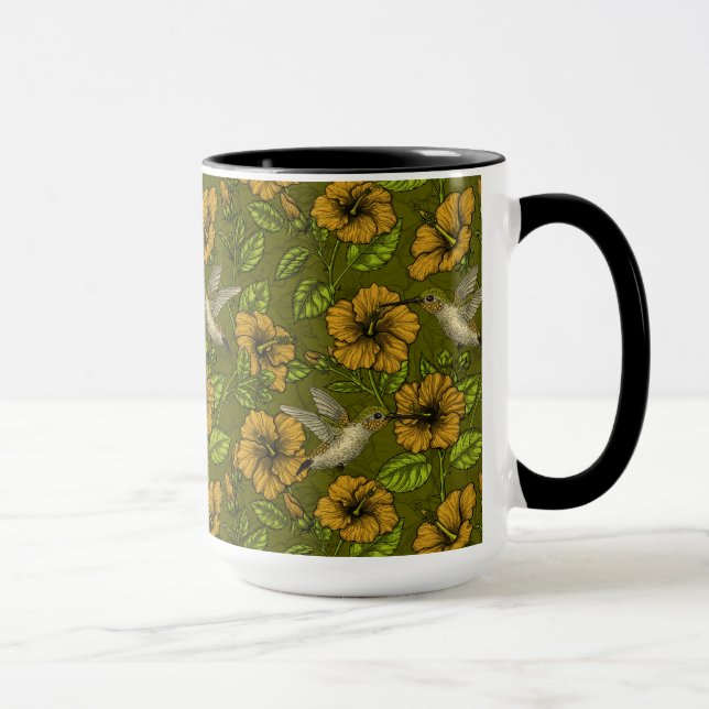 Night tropical garden yellow and green mug (Right)