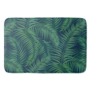Night tropical palm leaves bath mat