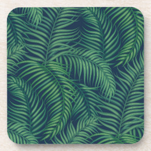 Night tropical palm leaves coaster