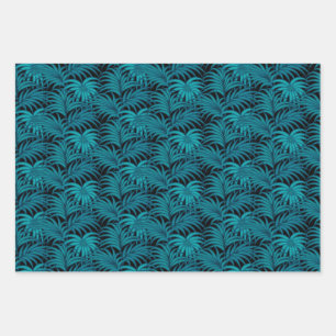 Night Tropical Palm Leaves Wrapping Paper Sheet