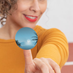 Night Tropical Scenic Classic Round Sticker