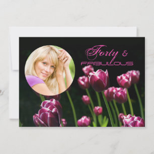Night Tulips Photo Birthday Party Invitation