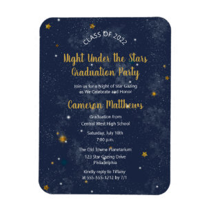 Night Under the Stars Blue Gold Graduation Party Magnet