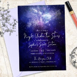 Night Under the Stars Galaxy Sweet 16 Invitation<br><div class="desc">Celebrate under the stars with this starry night party invitation. Watercolor purple and blues create the night sky with a bright nebula at the top. Versatile for any galaxy-themed celebration including a Sweet 16, Quinceañera, birthday party, twinkle twinkle star celebration, school prom or homecoming, or a nighttime corporate event. Available...</div>