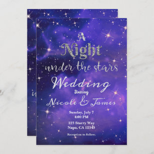 Night Under the Stars Purple Starry Sky Wedding  Invitation