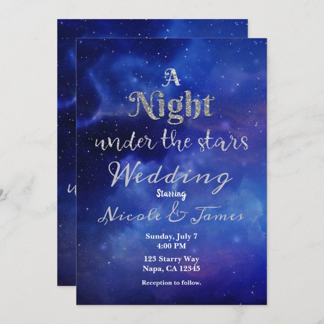 Night Under the Stars Starry Sky Celestial Wedding Invitation (Front/Back)
