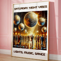 Night Vibes Disco Retro Dance Floor Wall Poster