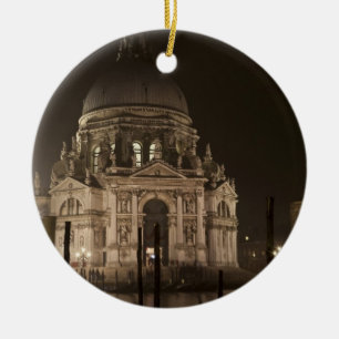 Night view across water of San Giorgio Maggiore Ceramic Ornament