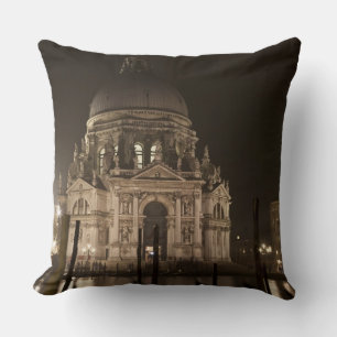 Night view across water of San Giorgio Maggiore Cushion