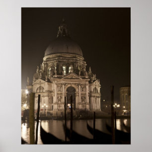 Night view across water of San Giorgio Maggiore Poster