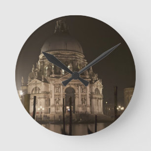 Night view across water of San Giorgio Maggiore Round Clock