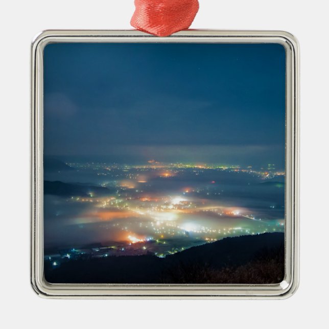 Night View Aso Night Sea Of Clouds Japan Kumamoto Metal Ornament (Front)