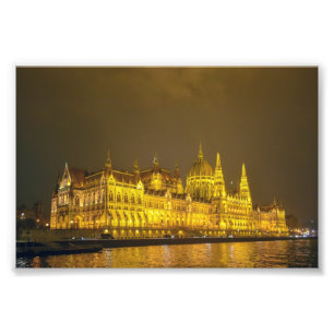 Night View, Hungarian Parliament, Budapest Hungary Photo Print
