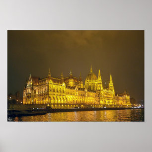 Night View, Hungarian Parliament, Budapest Hungary Poster