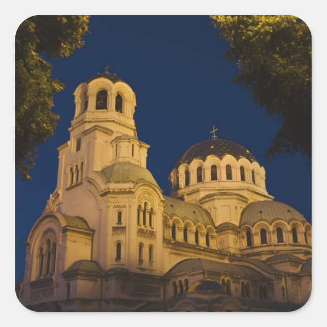 Night view of Alexander Nevski Cathedral Square Sticker (Front)