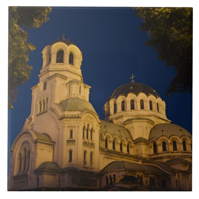 Night view of Alexander Nevski Cathedral Tile (Front)