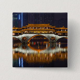 Night View of Anshun Bridge 15 Cm Square Badge