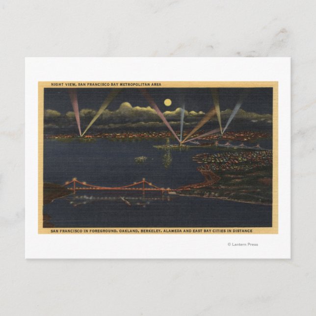Night View of Bay Metropolitan Area Postcard (Front)