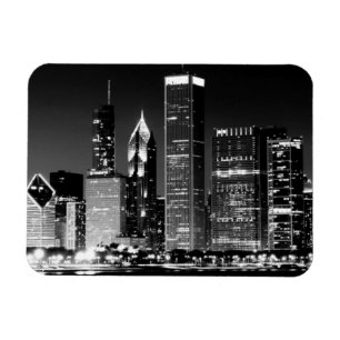 Night view of Chicago's famous cityscape Magnet