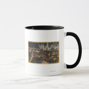 Night View of City, Bay Bridge, Searchlights Mug