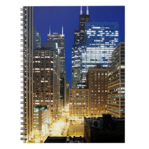 Night view of cityscape of Chicago Notebook