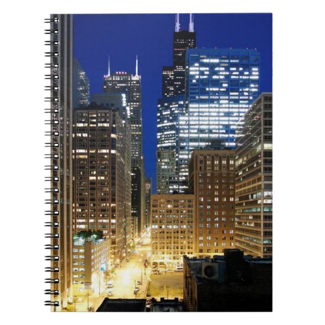 Night view of cityscape of Chicago Notebook (Front)