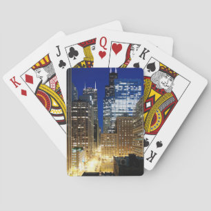 Night view of cityscape of Chicago Playing Cards