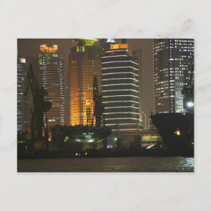 Night view of highrises in Pudong New Area by Postcard