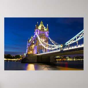 Night View of London's Tower Bridge Poster