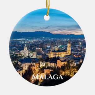 Night view of Malaga Cathedral in Malaga, Spain Ceramic Ornament