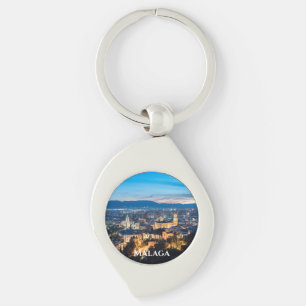 Night view of Malaga Cathedral in Malaga, Spain Key Ring