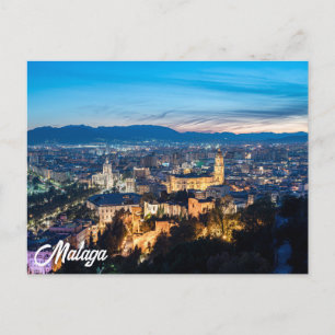 Night view of Malaga Cathedral in Malaga, Spain Postcard