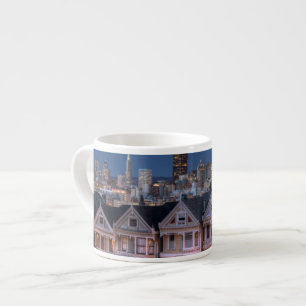 Night view of 'painted ladies' houses espresso cup