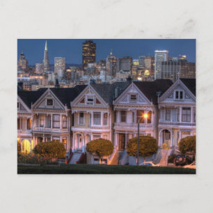 Night view of 'painted ladies'  houses postcard