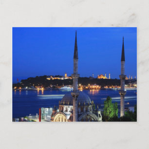 Night view of popular places of Istanbul Postcard