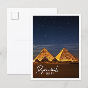 Night view of Pyramids of Giza Egypt Postcard