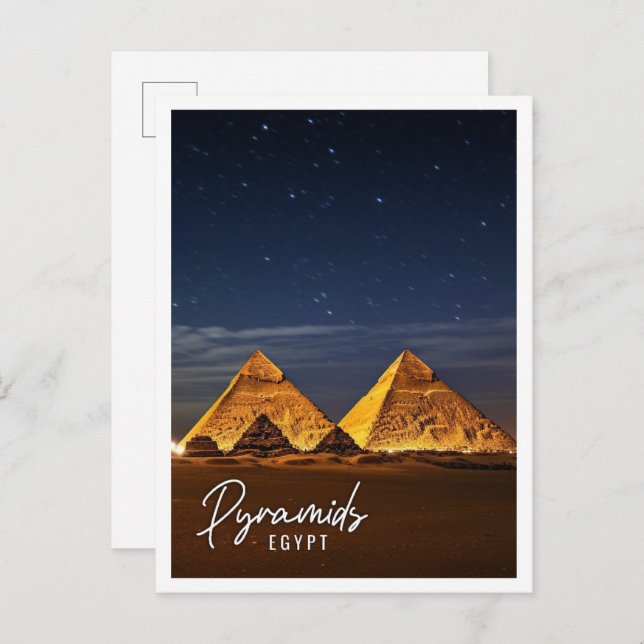 Night view of Pyramids of Giza Egypt Postcard (Front/Back)