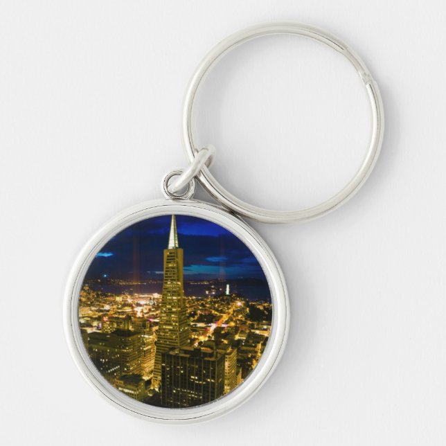 Night view of San Francisco. Key Ring (Front)