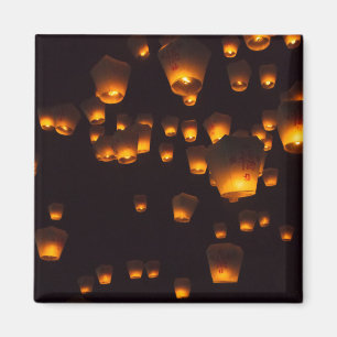 Night View of Sky Lanterns Magnet
