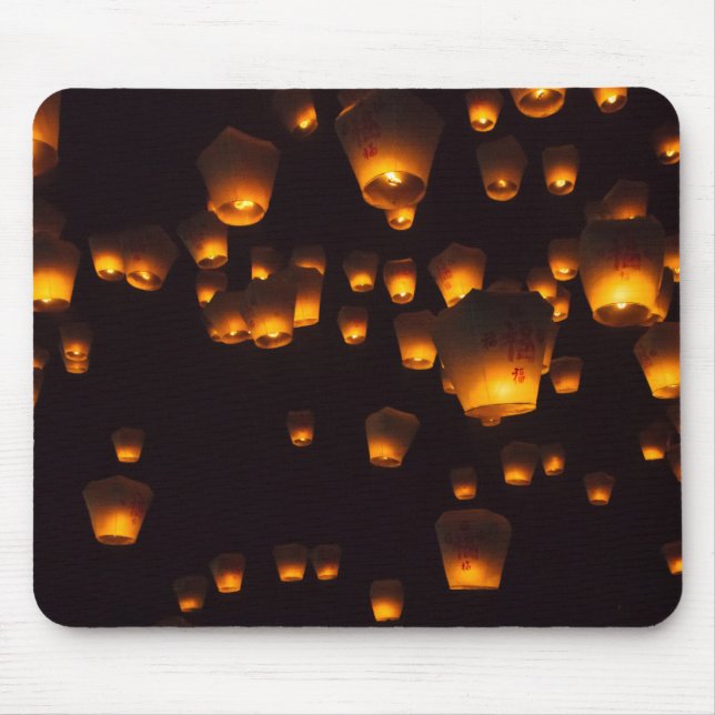 Night View of Sky Lanterns Mouse Pad (Front)