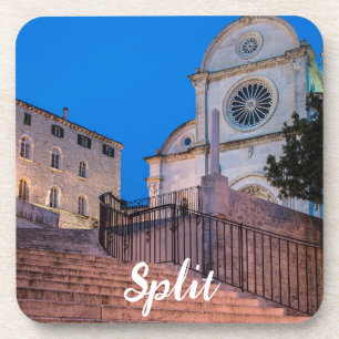Night view of stairs and church in Split, Croatia Coaster