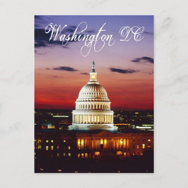 Night view of the U.S. Capitol Postcard (Front)