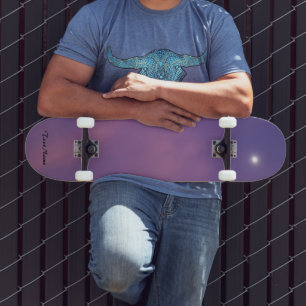 Night view Watercolor gradient Personalised Name Skateboard