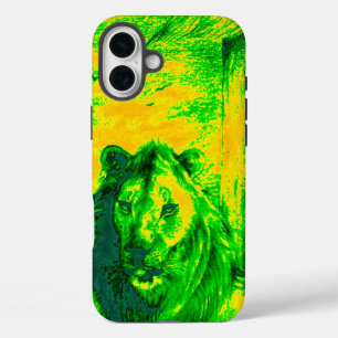 Night Vision Lion Art Fluorescent Print iPhone 16 Plus Case