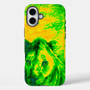 Night Vision Lion Art Fluorescent Print iPhone 16 Plus Case