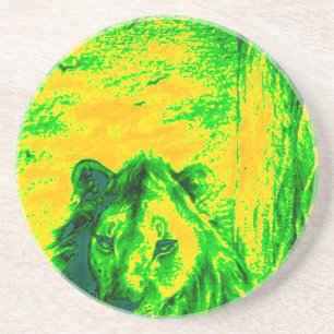 Night Vision Lion Art Fluorescent Print Coaster