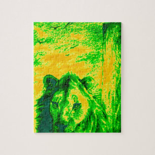 Night Vision Lion Art Fluorescent Print Jigsaw Puzzle
