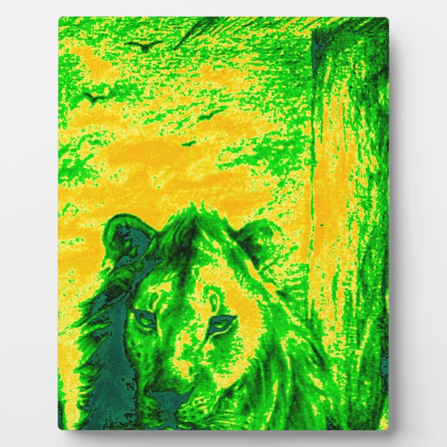 Night Vision Lion Art Fluorescent Print Plaque (Front)