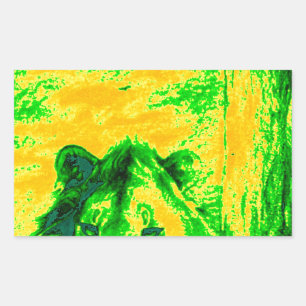 Night Vision Lion Art Fluorescent Print Rectangular Sticker