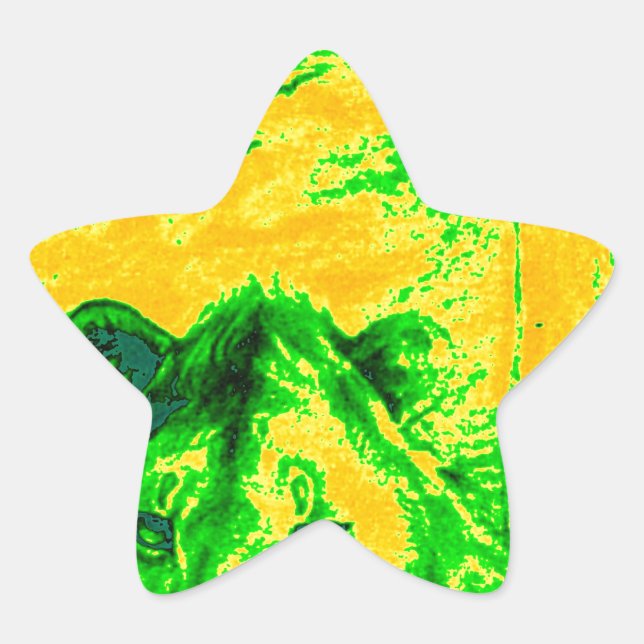 Night Vision Lion Art Fluorescent Print Star Sticker (Front)